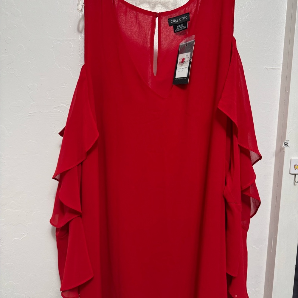 City Chic Love Red Hi-Lo Top